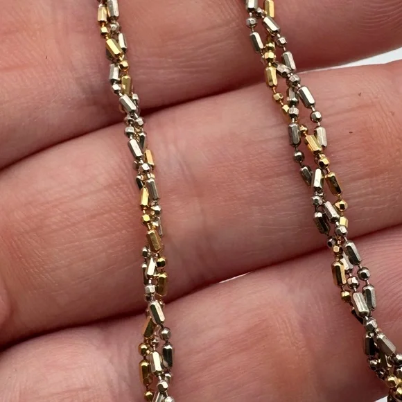 Sterling Silver 925 Two-Tone Gold Braided Anklet 10” - Picture 4 of 6